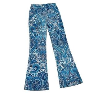 Escada Blue Paisley Flare Pants